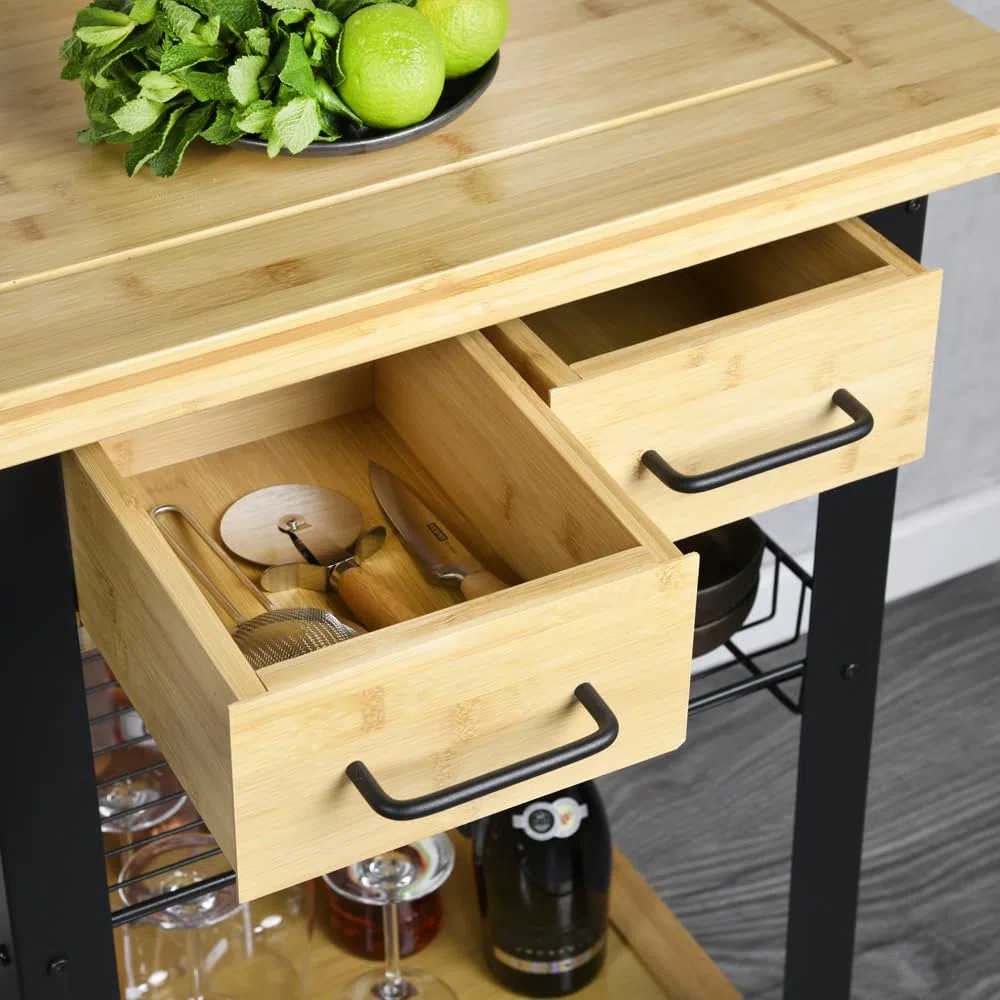 Kesper | Küchenwagen, Material: FSC-zertifizierte Faserplatte, Maße: B: 71 x H: 88 x T: 60cm, Farbe:Natur/schwarz | 25891 13