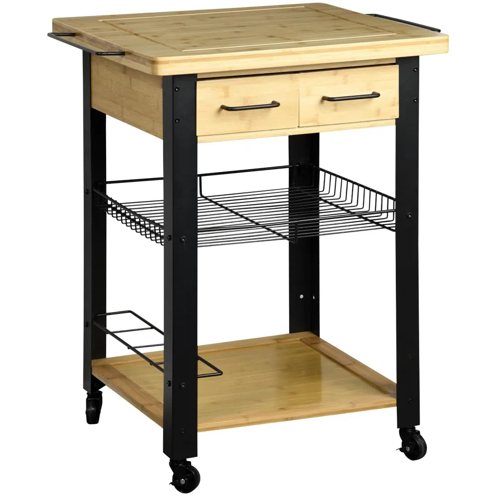 Kesper | Küchenwagen, Material: FSC-zertifizierte Faserplatte, Maße: B: 71 x H: 88 x T: 60cm, Farbe:Natur/schwarz | 25891 13
