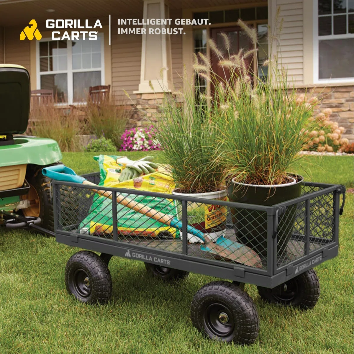 Gorilla Wagen, 362,9 kg Kapazit�t, robust, Robustes Stahlgeflecht, wandelbar, Flachbett, Garten, Outdoor, Transport, Nutzfahrzeug, Wagon, schwarz
