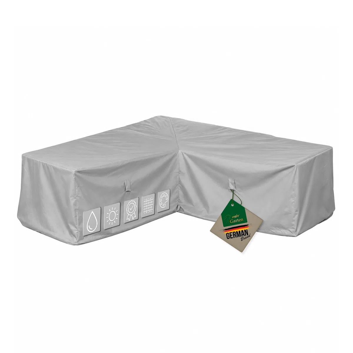 Abdeckung Gartenmöbel winterfest Lounge L-Form, 225x225x80 cm, grau, Oxford 600D Gewebe, Abdeckplane Gartenmöbel wasserdicht, UV-beständig und wetterfest