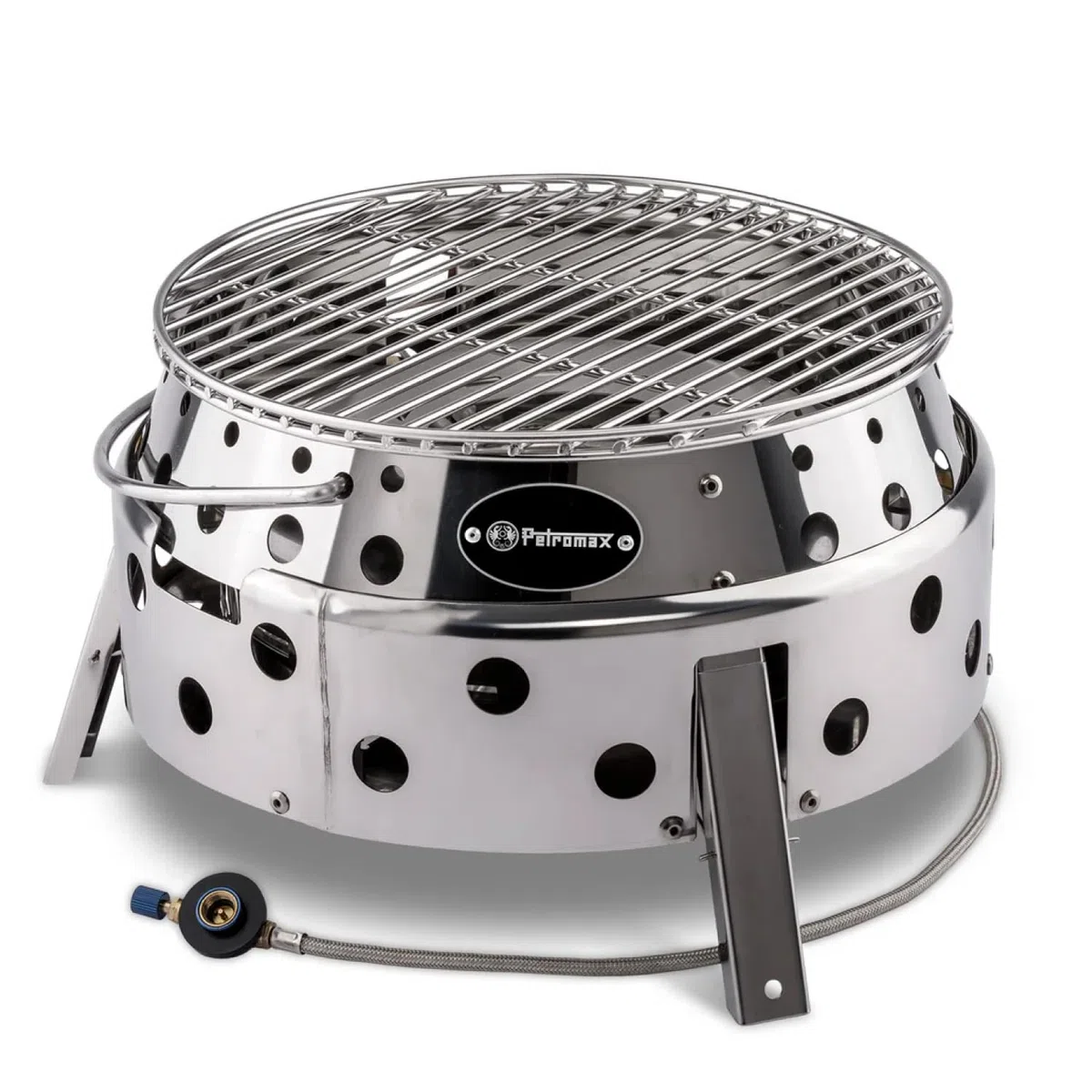 Petromax Atago Gasgrill - Tischgrill für den Einsatz beim Camping, im Garten oder Balkon - ideal zum Grillen, als Ofen oder Feuerschale - Picknick Grill mit Grillrost und Piezo-Zündung - Edelstahl