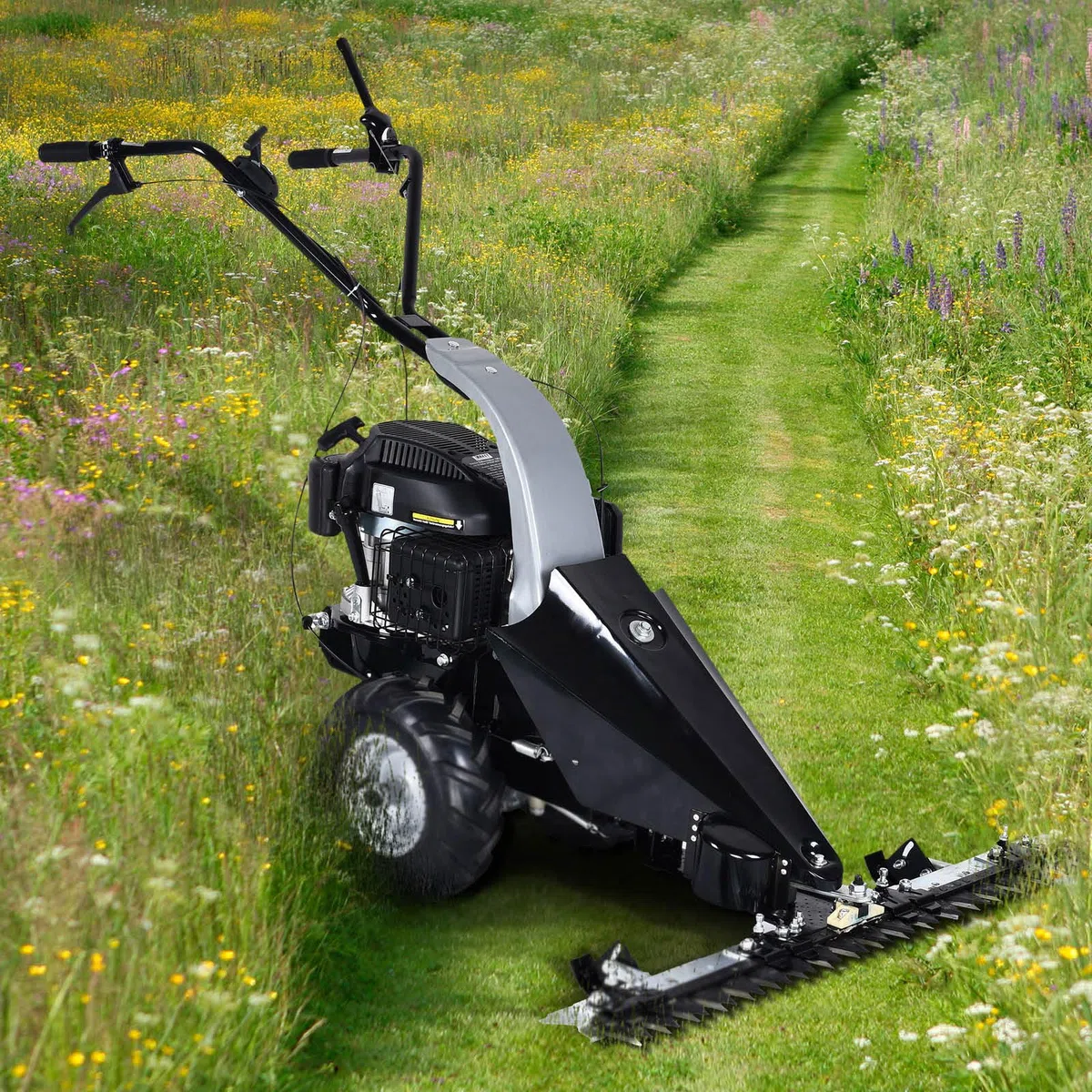 BRAST® Balkenmäher Benzin 3,5kW(4,8PS) mit Antrieb Schnittbreite 97cm Luft-Bereifung mit Geländeprofil Rasenmäher Hochgrasmäher Wiesen-Mäher 196ccm