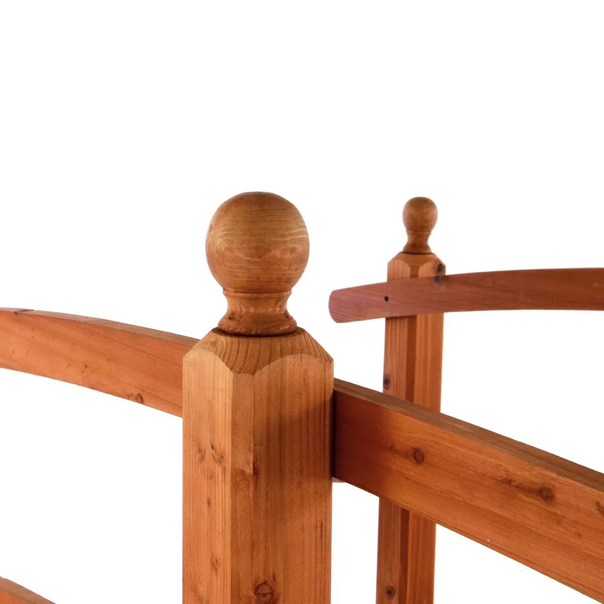 NEXOS Große Holzbrücke mit Geländer - Farbe: Rot Braun - 250x90x110 cm