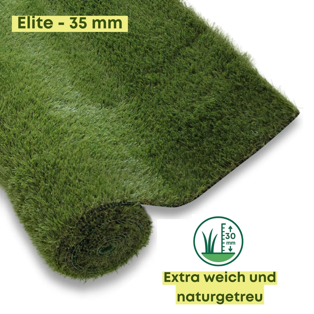 Kunstrasen 200 x 300cm (6m²) Florhöhe 35 mm - Für Balkon, Terrasse und Garten Outdoor - Natürliche Optik - Hohe Dichte mit 22.000 Stichen - UV-beständig mit Drainage - Haustierfreundlich