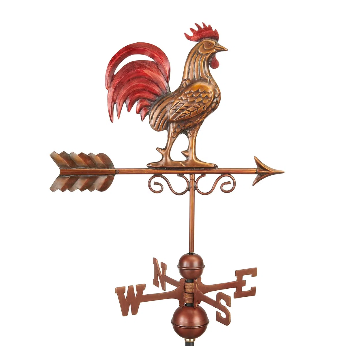 Good Directions 1975RED Wetterfahne Bantam Roter Hahn, reines Kupfer, handgefertigt, Mehrfarbig, Patina