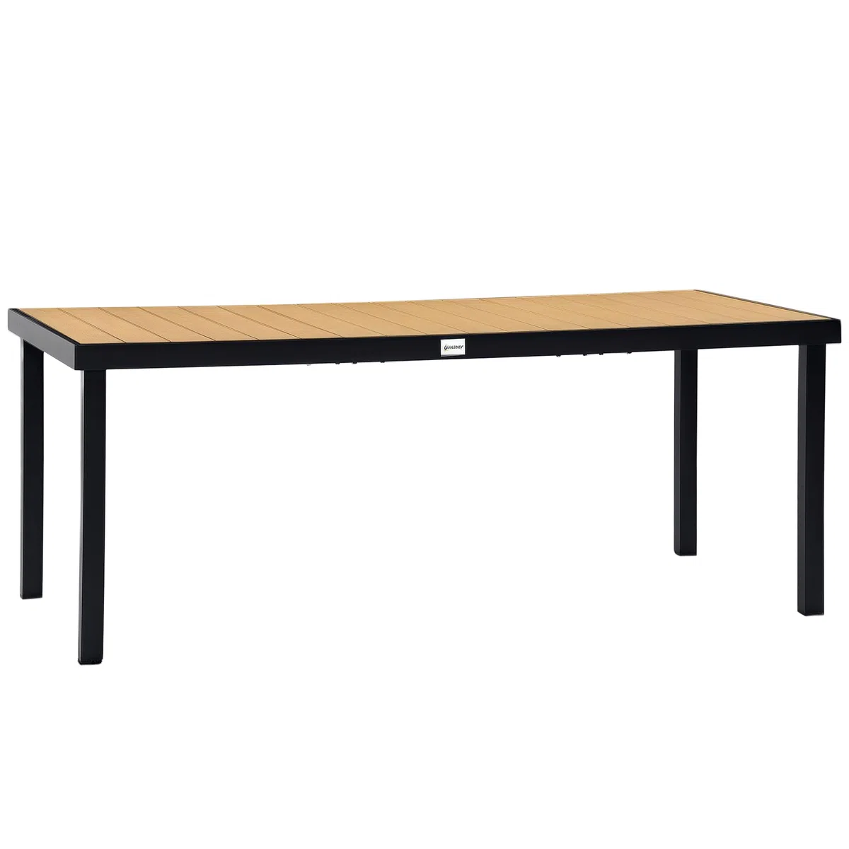 Outsunny Gartentisch für 6 Personen Esstisch Aluminiumtisch Gartenmöbel Loungemöbel pflegeleicht Kunststoff Natur+Schwarz 190 x 90 x 74 cm
