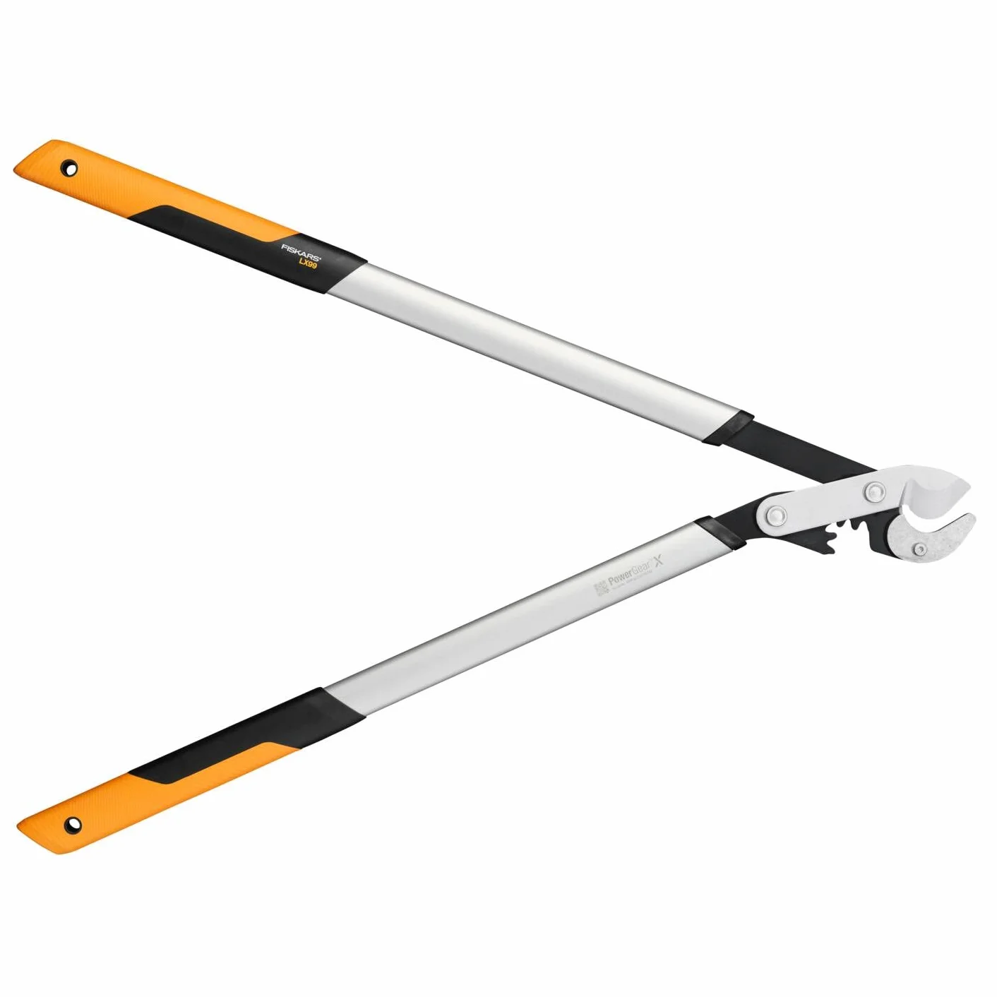 Fiskars PowerGearX Amboss-Getriebeastschere für trockenes und hartes Holz, Antihaftbeschichtet, Gehärteter Präzisionsstahl, Länge: 80 cm, Schwarz/Orange, LX99-L, 1020189