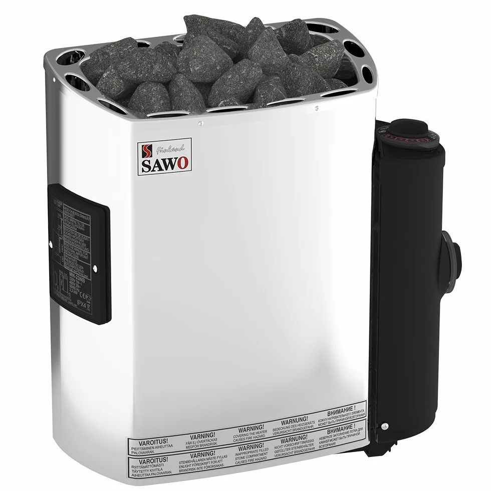 Sawo MINI/Mini X NB Trendline Sauna Warmwasserbereiter 3.6 KW; mit integriertem Control Einheit: Thermostat und Timer; 230 V 1 N oder 400 V 2 N; Wandmontage Installation