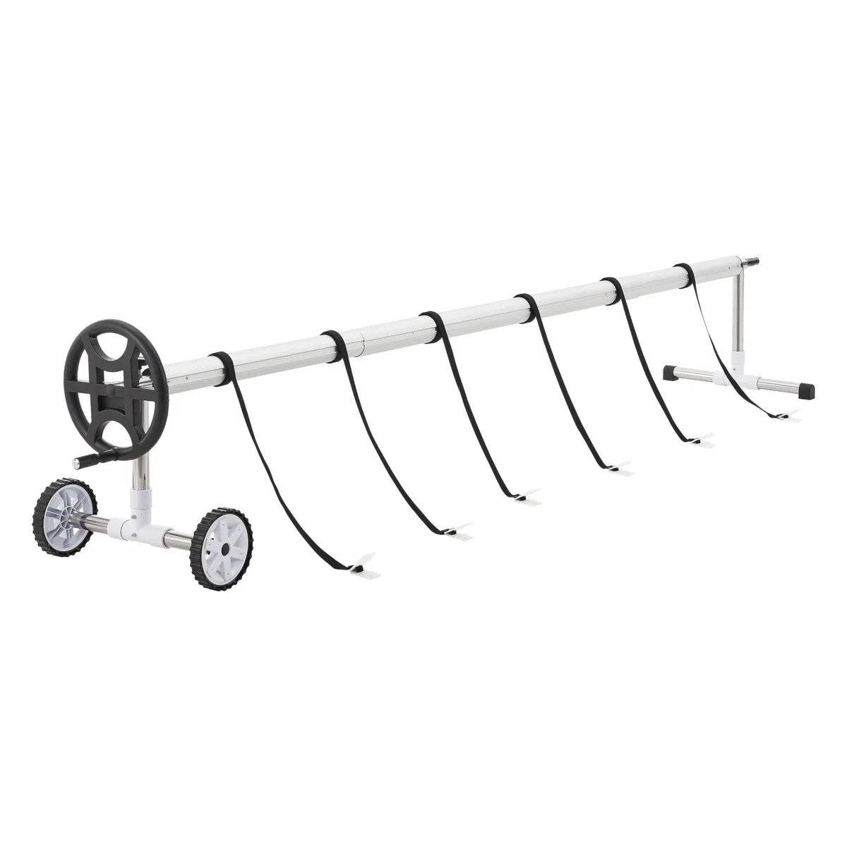[en.casa] Pool Aufrollvorrichtung Amorgo Aufroller mit Rädern 300-630 cm verstellbar Aufrollsystem für Solarplanen Poolplanen Aluminium