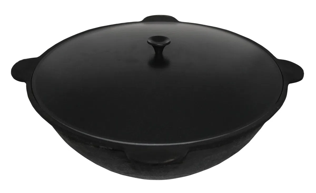 Kasan Gusseisen 16 Liter Original Usbekischer Kazan INNEN GLATT GESCHLIFFEN Asien Wok Dutch Oven