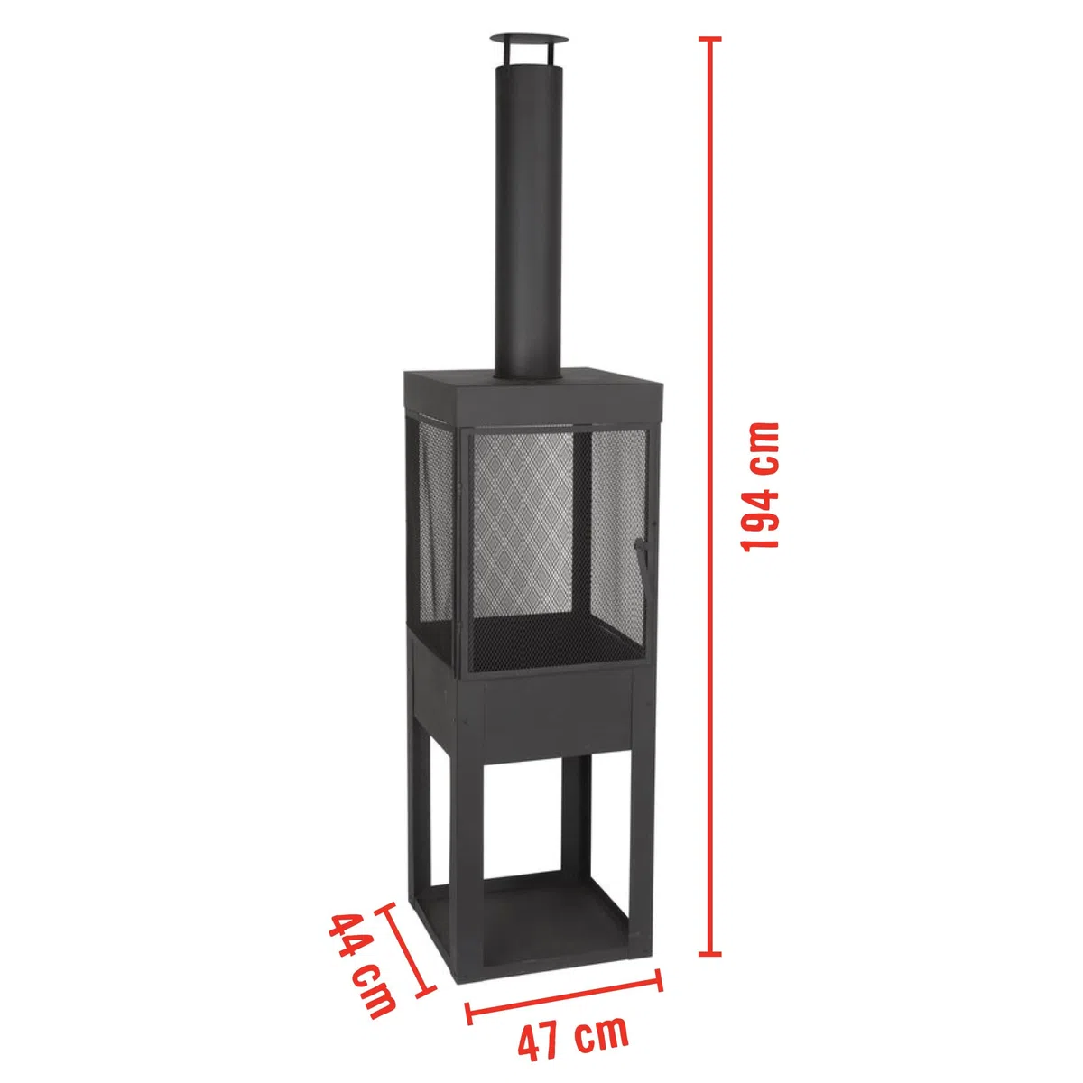 BBQ Collection Terrassenofen mit Schornstein - Gartenkamin mit Funkenschutz - Feuerstelle für den Garten oder Terasse - Karbonstahl Terrassenofen