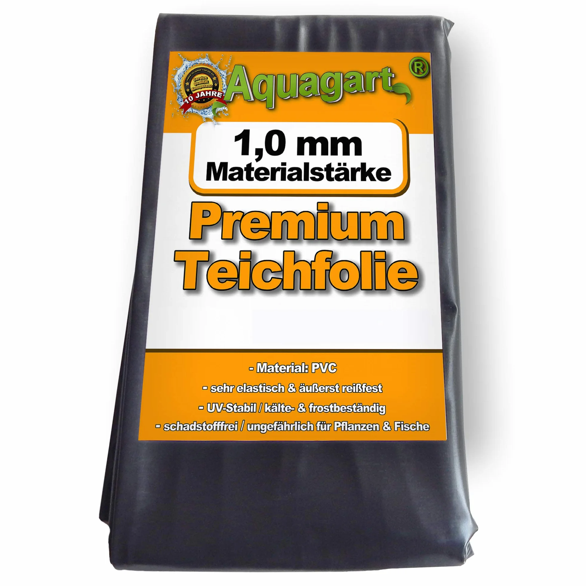 Hochwertige PVC Teichfolie 1,0mm Stärke 3m x 6m I Fisch und Pflanzenfreundlich, UV- und witterungsbeständig I Schwimmteich Folie Gartenteich Teichplane schwarz I Aquagart Garten- und Teichzubehör