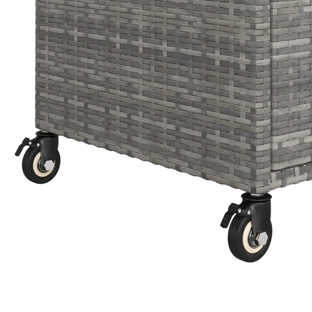 vidaXL Barwagen mit Schublade 4 Rollen Servierwagen Teewagen Küchenwagen Beistellwagen Arbeitswagen Gartenwagen Grau 100x45x97cm Poly Rattan