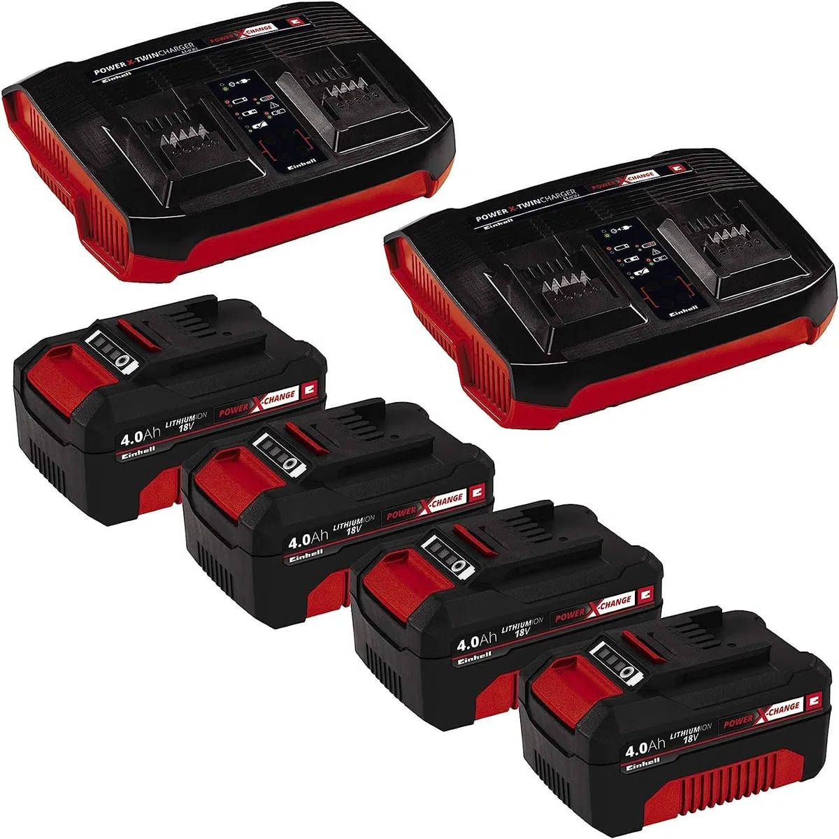 Einhell Professional Akku-Rasenmäher GP-cm 36/47 S HW Li Kit Power X-Change (36 V, 47 cm Schnittbreite, 700 m², Selbstfahrantrieb, Brushless, Mulchfunktion, inkl. 4X 4,0 Ah Akkus, 2X Twincharger)