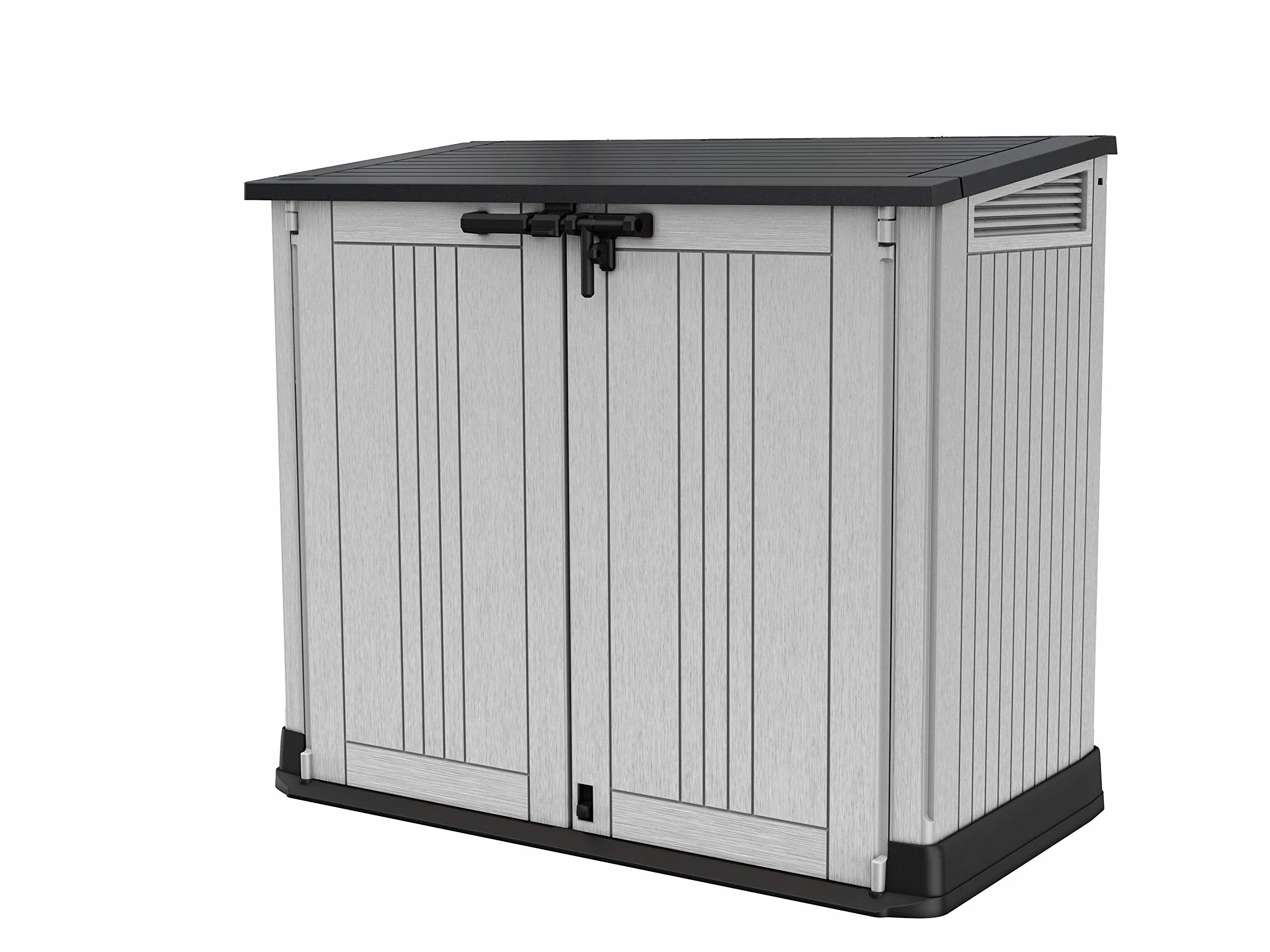Keter Store it Out Nova Gartenschuppen für den Außenbereich, 132 x 71,5 x 113,5 cm, hellgrau mit dunkelgrauem Deckel