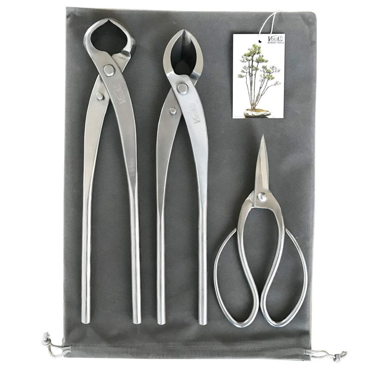Vouiu Bonsai-Werkzeug-Set, 3-teilig, 27,9 cm konkav, 29,2 cm Knaufschneider, 19,1 cm Bonsai-Schere