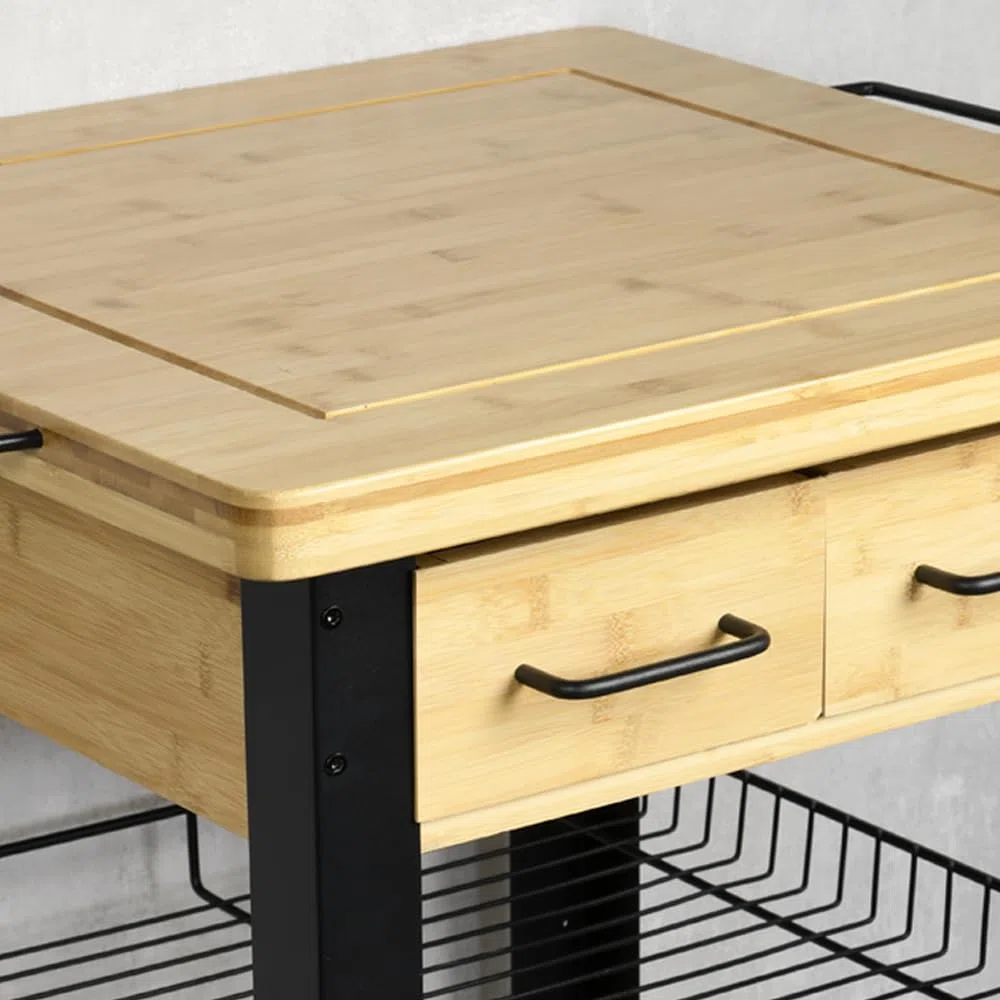 Kesper | Küchenwagen, Material: FSC-zertifizierte Faserplatte, Maße: B: 71 x H: 88 x T: 60cm, Farbe:Natur/schwarz | 25891 13