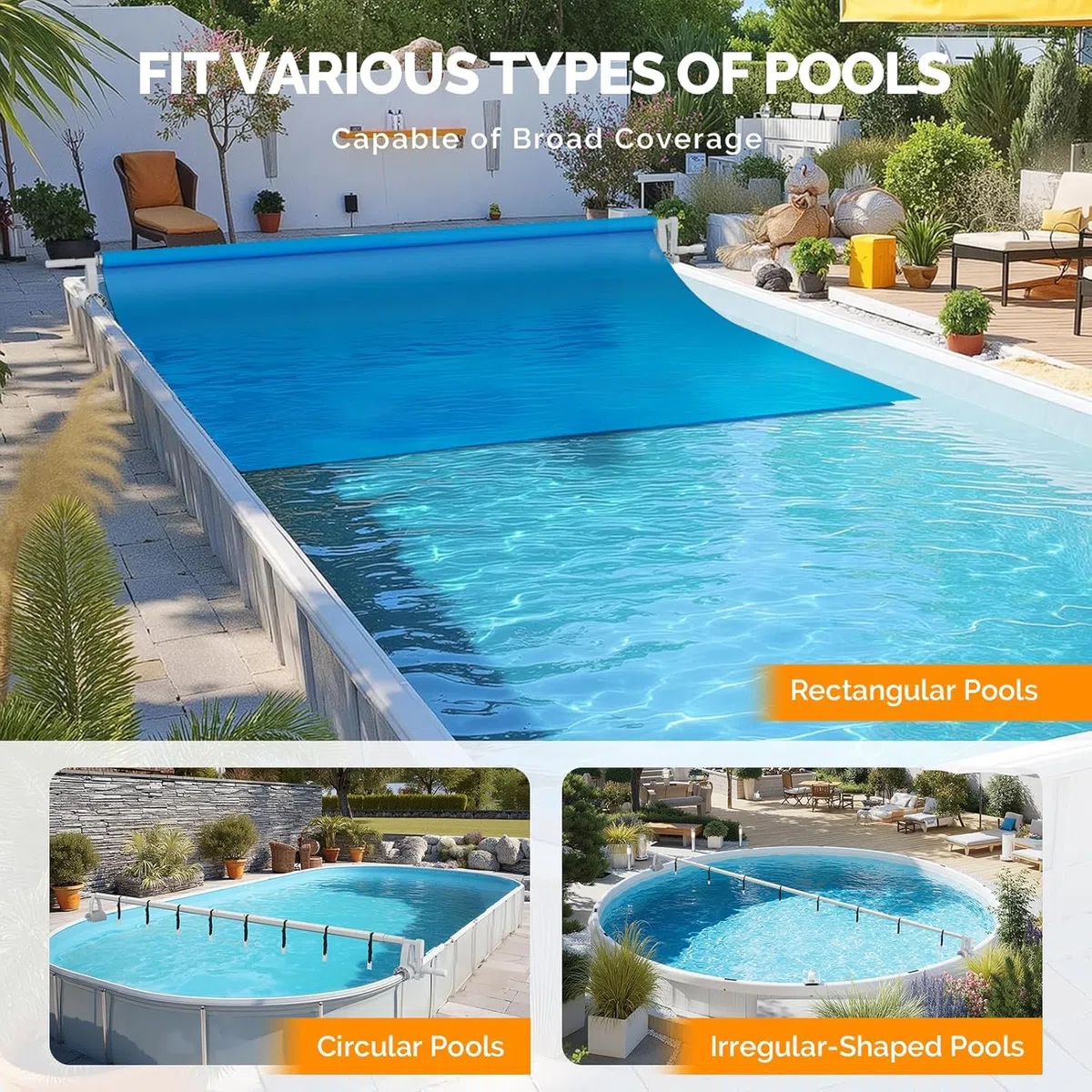 Aufrollsystem für Solar- und Poolplanen - Geeignet für Pools mit einem Durchmesser von 1,5 bis 4,9 Metern, Die Öffnungsgröße beträgt 30–48 mm, Witterungsbeständige Materialien