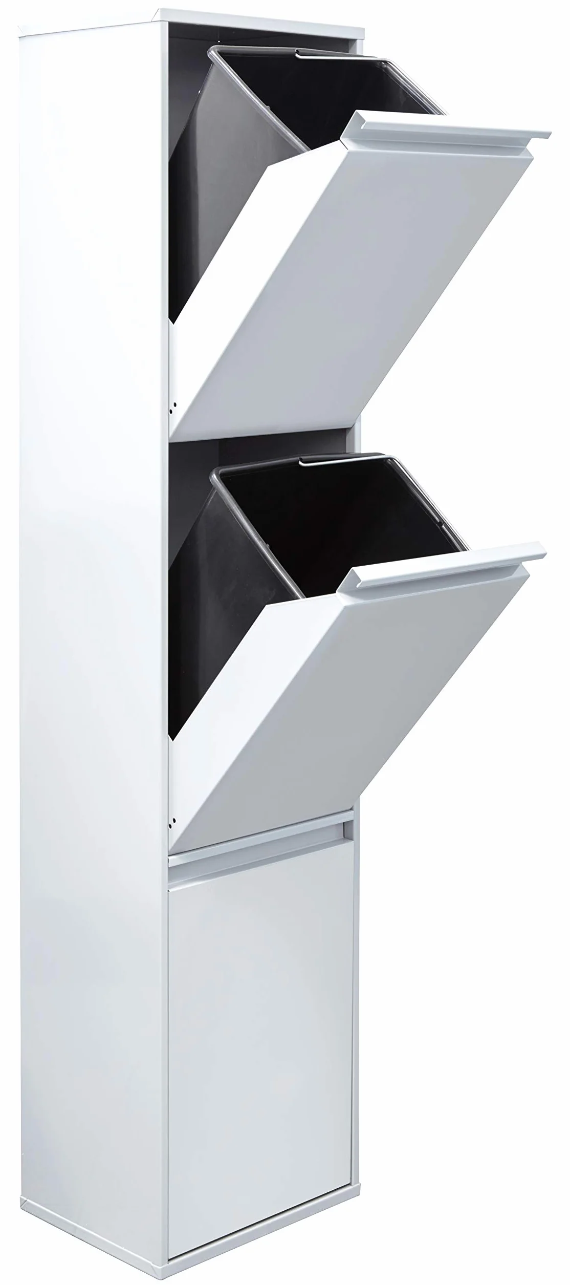 ARREGUI Basic CR301-B Mülltrennsystem aus Stahl | 3 Fächer Mülleimer für die Küche | 3 Fach Abfalleimer | 3x17L (51L) | Herausnehmbare Inneneimer mit Griff | Recycling Schrank für Mülltrennung | weiß