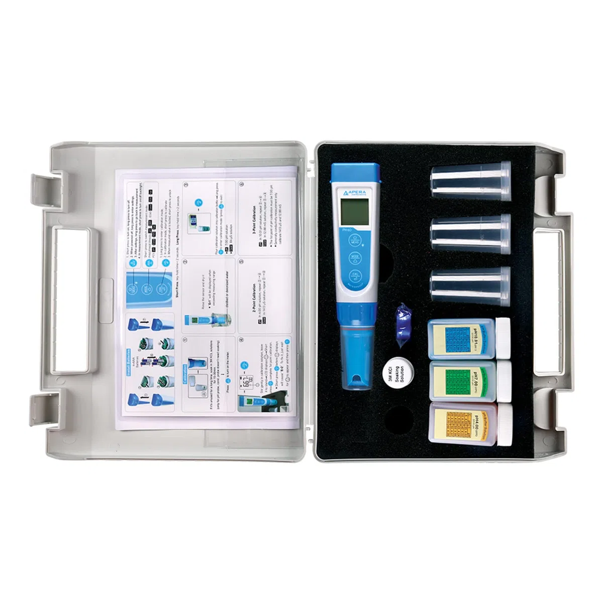 Apera Instruments PH60 Premium pH-Meter (Genauigkeit pH ±0,01, Messbereich pH -2,0-14,0, austauschbare Elektrode, wasserfest, Temperaturanzeige), AI311, Standard Glaselektrode