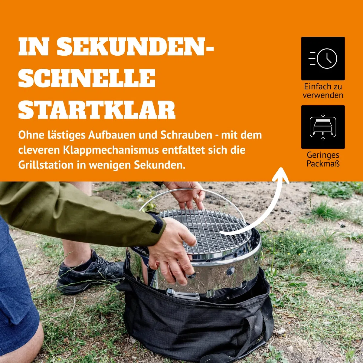 Petromax Atago Gasgrill - Tischgrill für den Einsatz beim Camping, im Garten oder Balkon - ideal zum Grillen, als Ofen oder Feuerschale - Picknick Grill mit Grillrost und Piezo-Zündung - Edelstahl