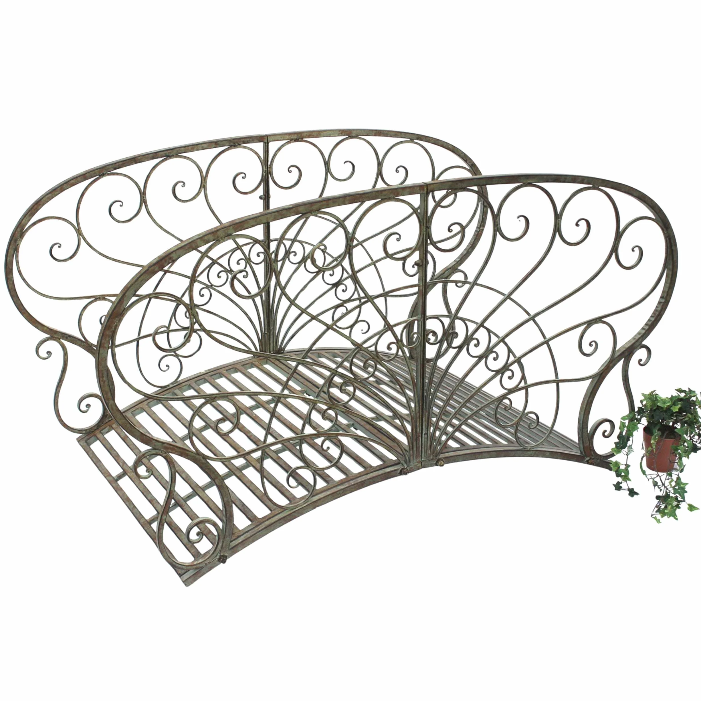 DanDiBo Gartenbrücke Metall mit Geländer 150 cm Teichbrücke Antik 150106 Brücke Garten Metallbrücke Gartenmöbel Steg Stabil Zierbrücke