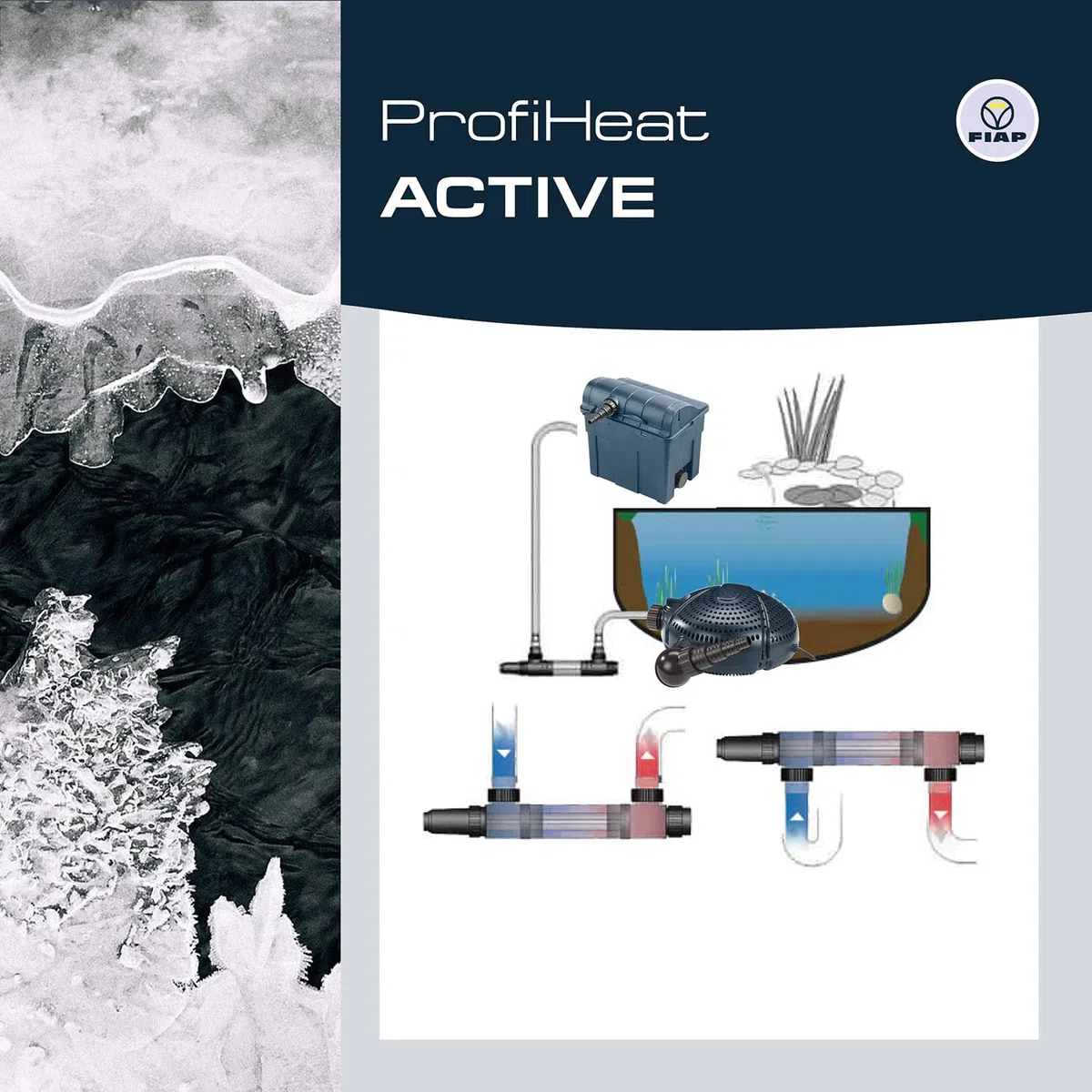 FIAP ProfiHeat ACTIVE 3.000 Teichheizer 3 kW Edelstahl Thermostat Eisfreihalter max. Teichgröße 15 m³