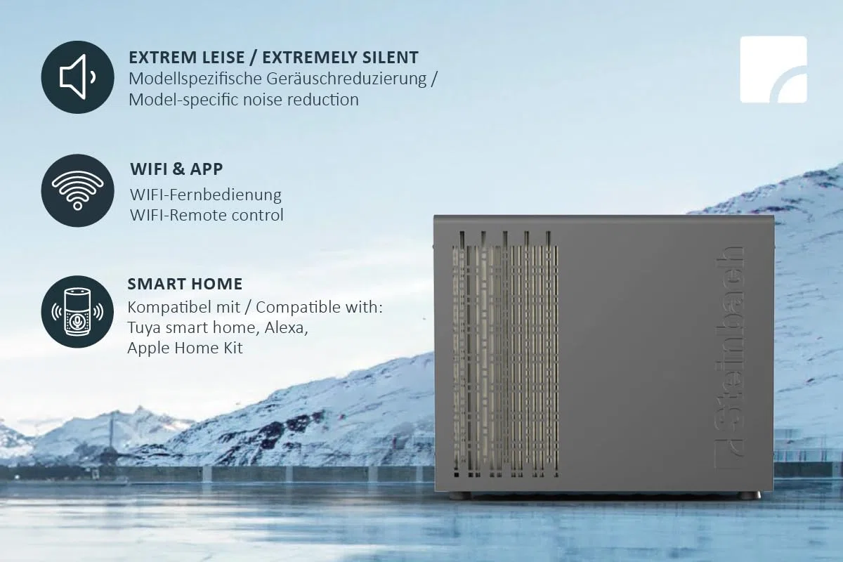 STEINBACH Wärmepumpe Silent Mini – 049310 – Inverter Wärmepumpe für Pools bis 20.000 l – Heizleistung 4.000 W, Besonders leiser Betrieb und effizient Dank Inverter-Technologie, Kabelgebunden