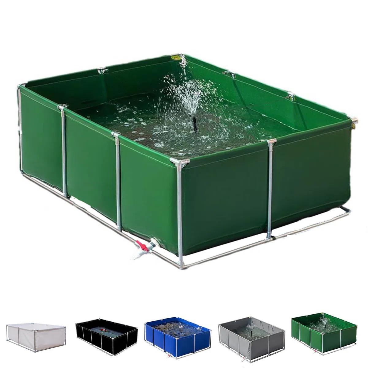 Koi Zuchtbecken mit Ablassventil&robustem Gestell, Außenlagertank Segeltuch Fischteich, Faltbarer Wasserlagerteich 150×150cm, Schwimmbecken Pools Für Wasser-Bewässerung, Einfach Einzurichten