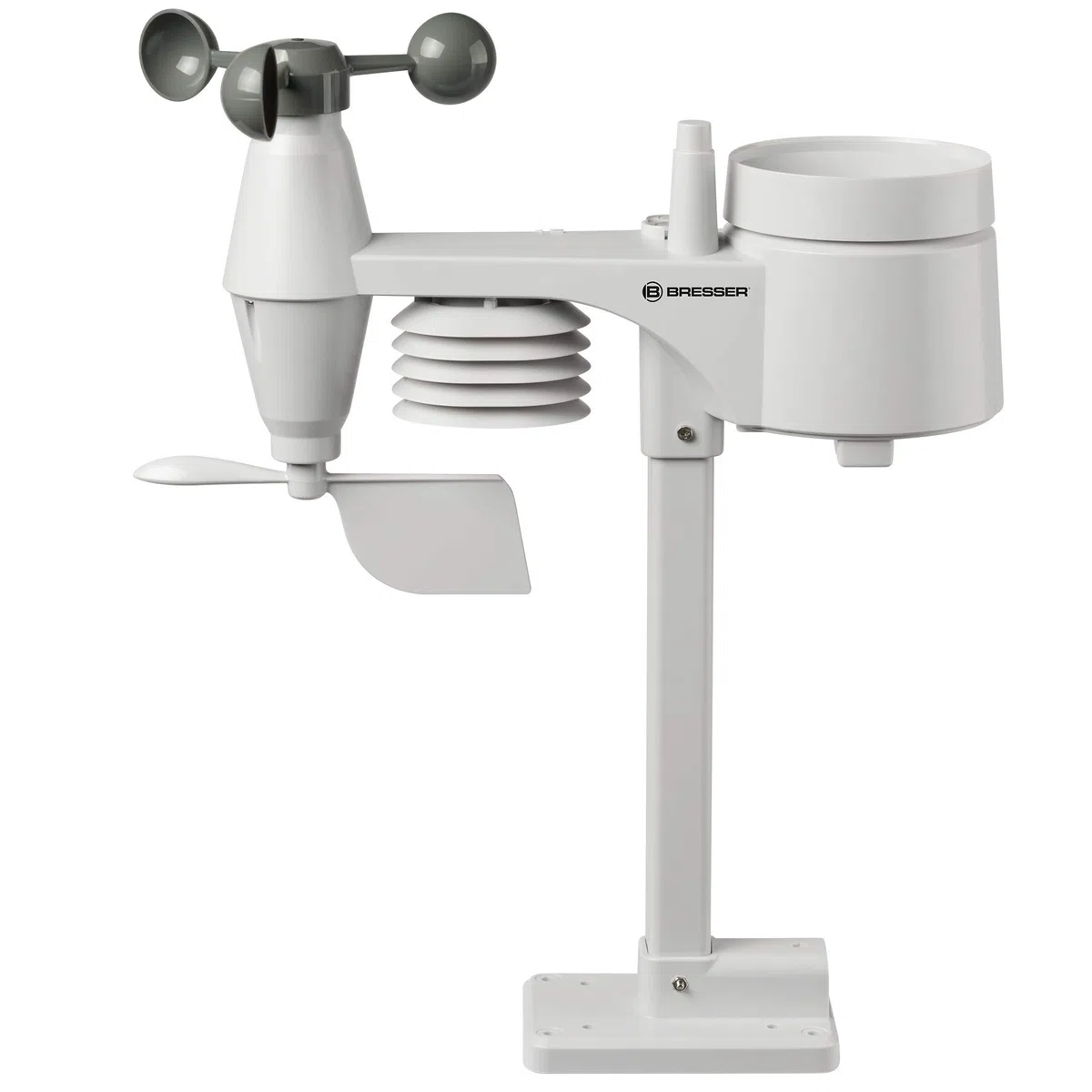 Bresser Wetterstation Funk 5-in-1 schwarz, mit WLAN & Farb-Display, Außensensor für Temperatur, Luftfeuchtigkeit, Wind, Luftdruck, Niederschlag