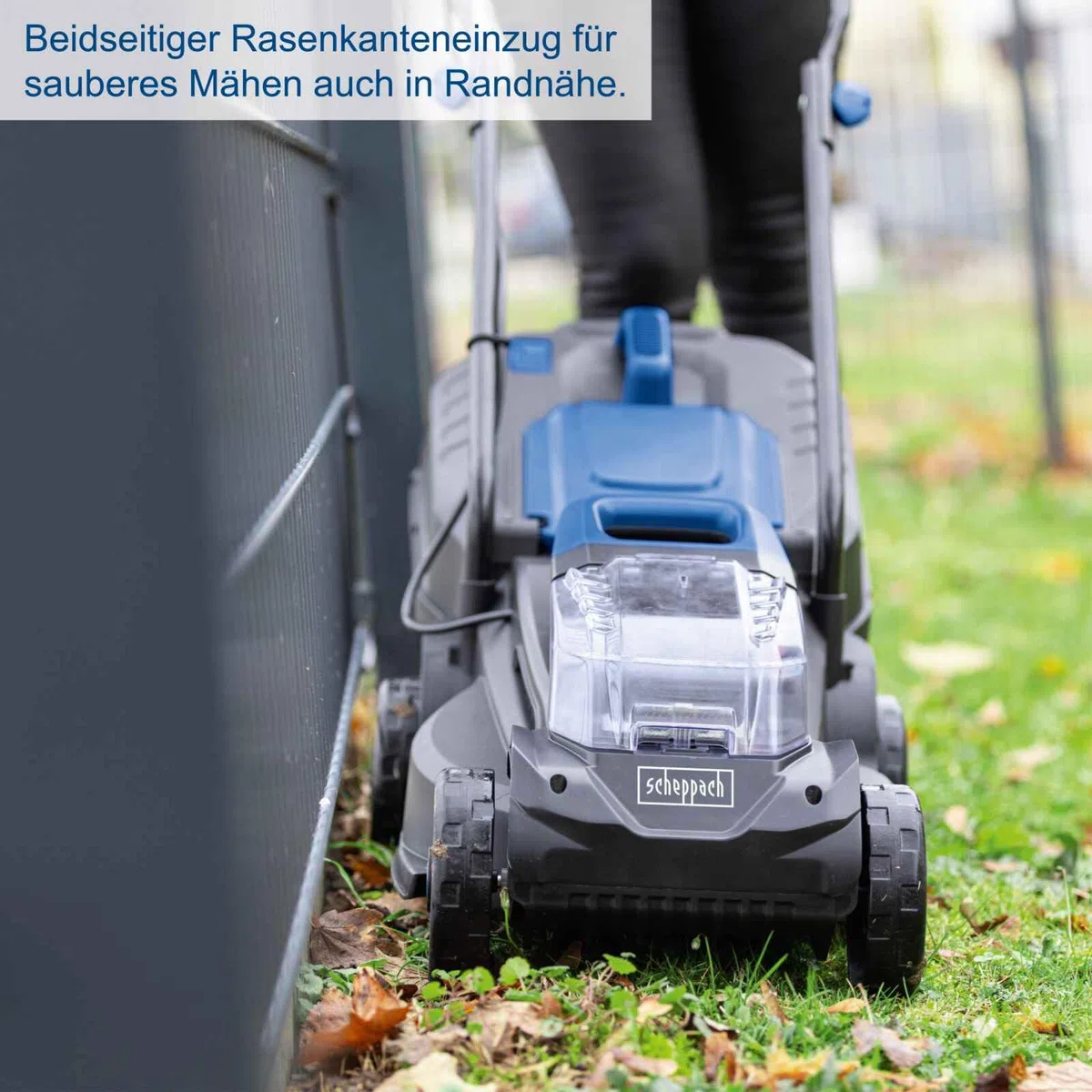 Scheppach Akku Rasenmäher BC-MP320-X | 32cm Schnittbreite | für 250-300m² | 30L Korb | Schnitthöhe 20-60mm mit Kanteneinzug | Brushless | 20V-IXES-Serie | 10 Jahre Garantie | mit 4Ah Akku & Ladegerät