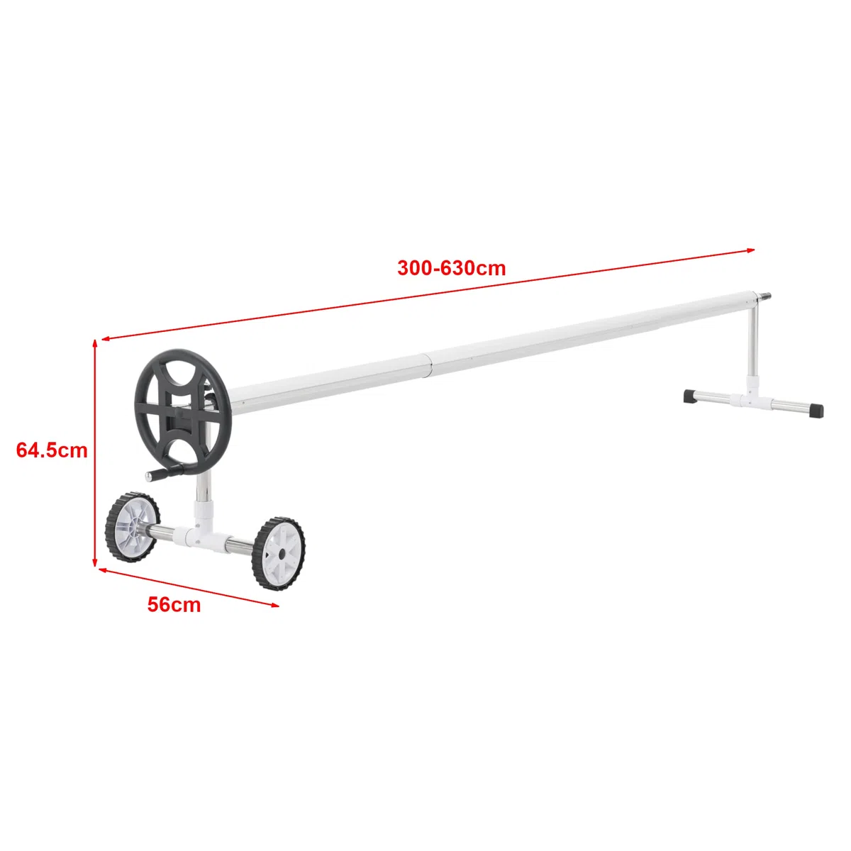 [en.casa] Pool Aufrollvorrichtung Amorgo Aufroller mit Rädern 300-630 cm verstellbar Aufrollsystem für Solarplanen Poolplanen Aluminium