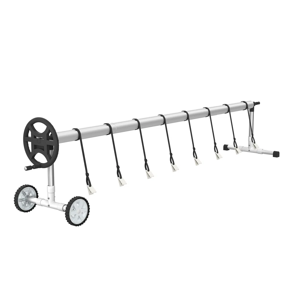 FIVMEN Pool Aufroller Poolabdeckung 3-5,7m Aufrollvorrichtung Mobiles für Plane, Premium Aufrollsystem inkl. Bänder und Rolle Einstellbar Poolaufroller, Typ C