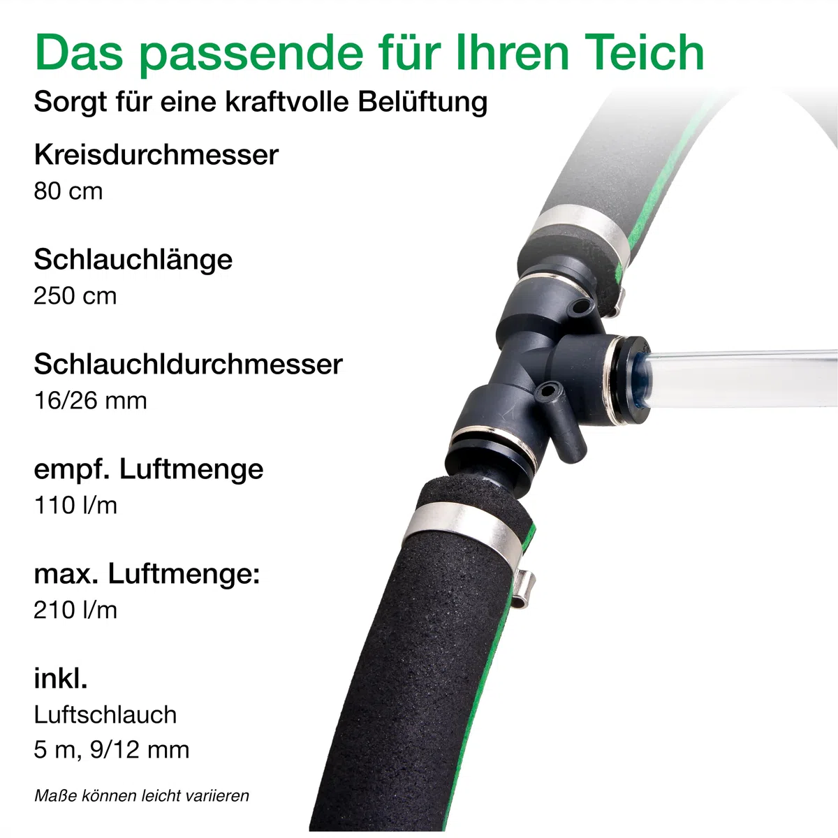 Wagner Green Japan Belüfterring (Ø 80 cm) Koi Teich Belüftung Sauerstoff, japanischer Ausströmer für den Koiteich Aber auch zur Sauerstoffanreicherung im Gartenteich