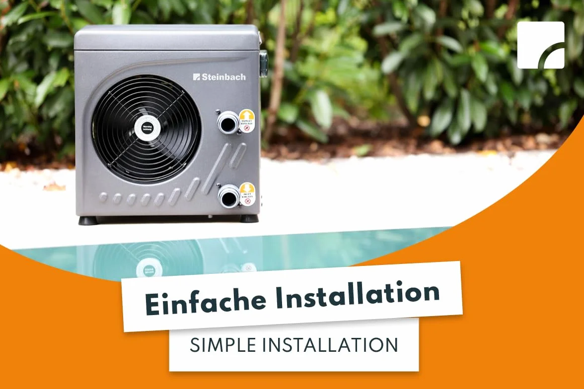 STEINBACH Wärmepumpe Mini – 049275 – Automatische Wärmepumpe für Pools bis 20.000 l – Mit LED-Display und integriertem Durchflusssensor
