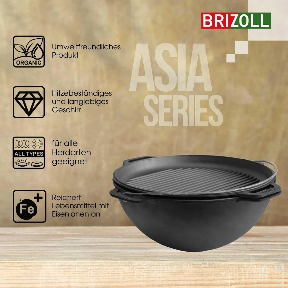 12L Gusseisen Schwenktopf Kazan Asia Kasan mit Deckel-Grillpfanne aus Gusseisen Grillwok Wokpfanne Grill Cast Iron Campingtopf Kessel Wok Traditioneller