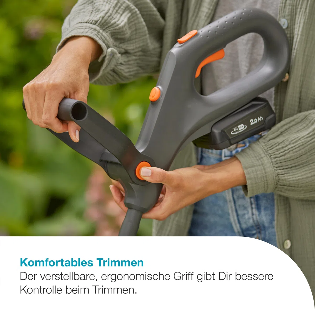 Gardena Akku-Rasentrimmer EasyTrim 25/18V P4A Solo: Leichtgewicht, Kantenschnitt, Teleskopgriff, Ergonomisch, Kabellos (14704-55)