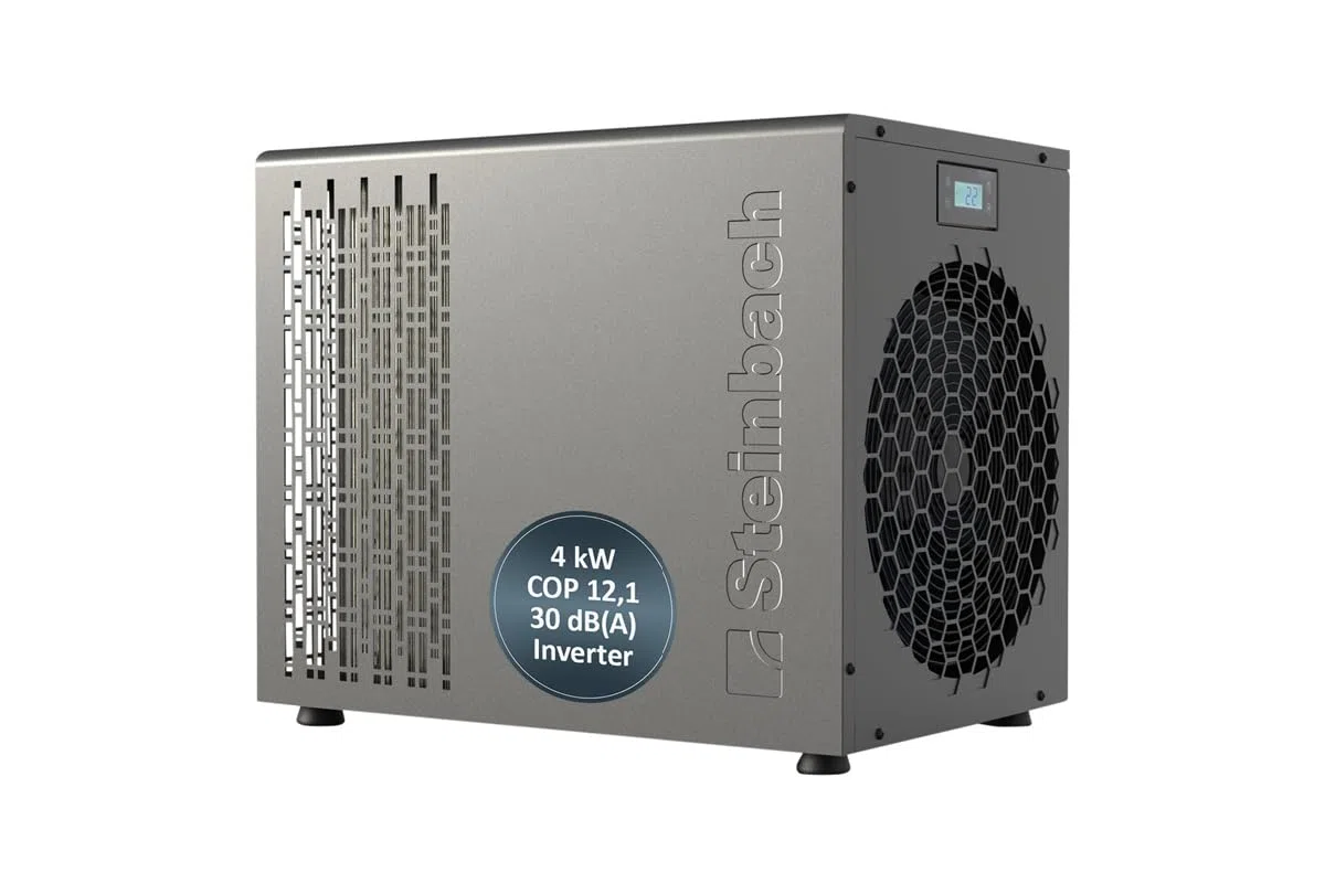 STEINBACH Wärmepumpe Silent Mini – 049310 – Inverter Wärmepumpe für Pools bis 20.000 l – Heizleistung 4.000 W, Besonders leiser Betrieb und effizient Dank Inverter-Technologie, Kabelgebunden