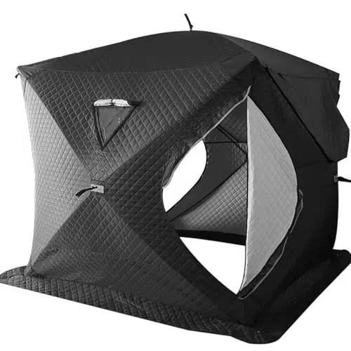 Outdoor Saunazelt für 4 Personen, isoliertes Angelzelt, stabiles Allwetter-Design, Panoramablick, einfacher Aufbau für Camping und Schneefischen