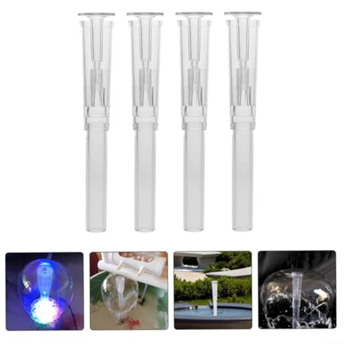 4er Set für MINI Pilz Springbrunnen Düse aus Harz, Transparente Wasserfontäne Sprühkopf für Teich Garten Aquarium, Kompakte für DEKO für Bonsai Landschaften und Fischbecken, Leise